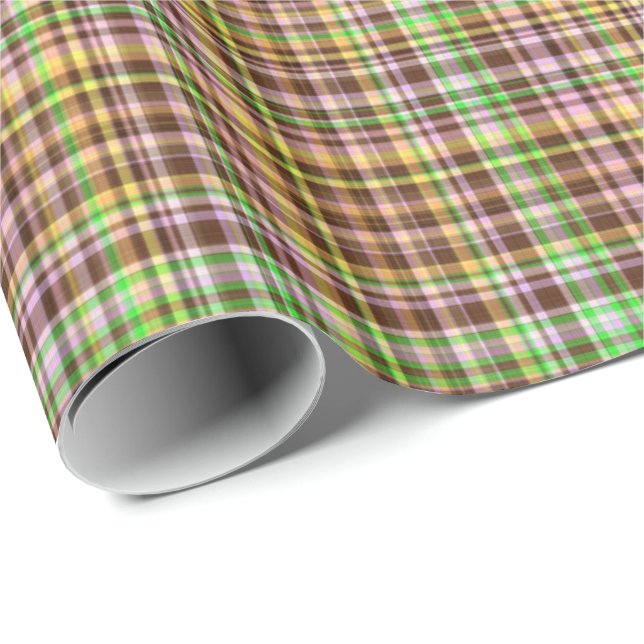 Cadeau Pastels Chocolat Plaid 9-Gift papier d'enveloppeme (Coin rond)