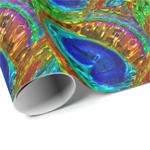 Cadeau Peacock Feathers Verre Art 1 Papier d'enveloppemen