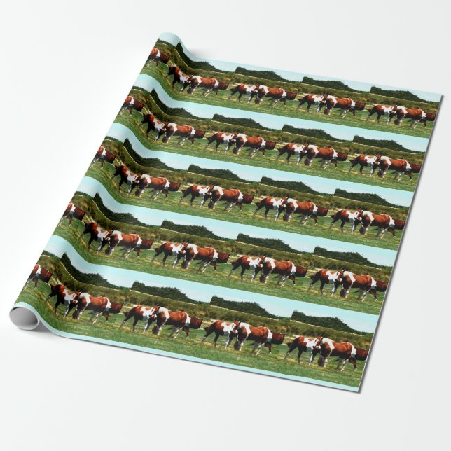 Cadeau Peignez le papier d'emballage de chevaux (Déroulé)
