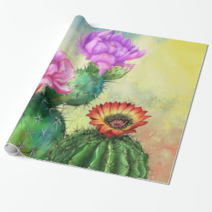 Cadeau Peinture de papier peint en cactus rouge violet