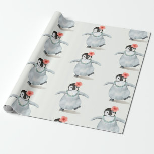 CADEAU PENGUIN BÉBÉ AVEC UN PAPIER À FLEURS