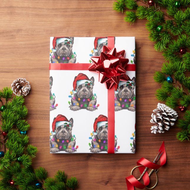 Cadeau Père Noël Bulldog avec papier d'enveloppement des  (Cadeau de vacances)