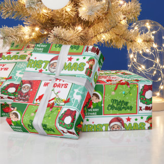 Cadeau Père Noël coloré Joyeux papier d'enveloppement de