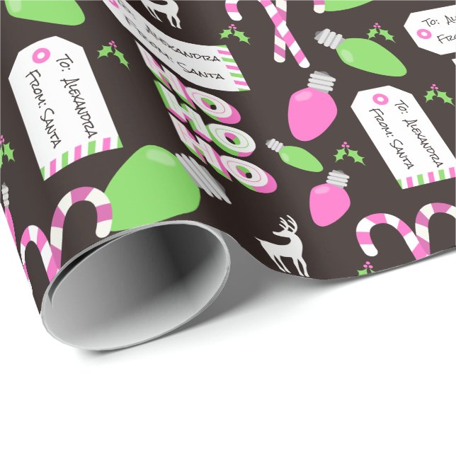 Cadeau Père Noël de Noël personnalisé et papier d'envelop (Coin rond)