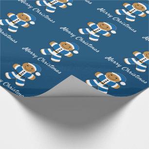 Cadeau Père Noël Gingbread Man Blue  Papier à envelopp