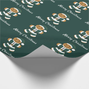 Cadeau Père Noël Gingbread Man Green  Papier à envelop
