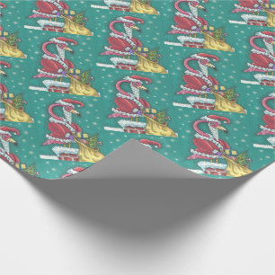 CADEAU PÈRE NOËL ROSE CHAUDE, FLAMANT ROSE DE NOËL PAPIER