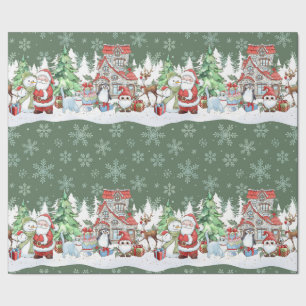 Cadeau Père Noël Snowman Reindeer Papier d'enveloppement 