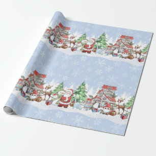 Cadeau Père Noël Snowman Reindeer Papier d'enveloppement