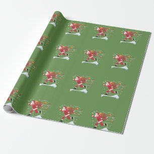 Cadeau Père Noël sur le papier d'emballage de Noël de