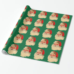 Cadeau Père Noël vintage font face au papier d'emballag