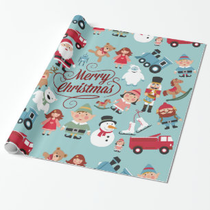 Cadeau père Noël Workshop Jouets Elfes Papier d'enveloppe