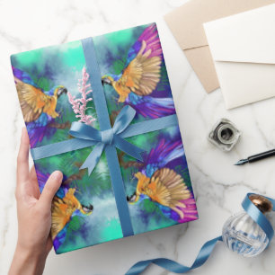 Cadeau Perroquets colorés enveloppant papier peint