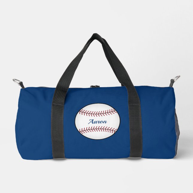Cadeau personnalisé de baseball bleu Duffel sac ca (Recto)