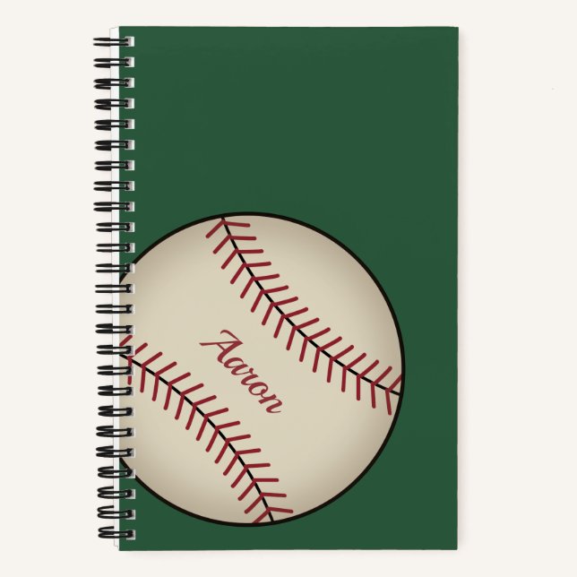 Cadeau personnalisé de cahier de baseball vert (Recto)