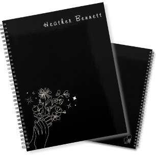 Cadeau Personnalisé Fleur de Champ Bohème Noir pou