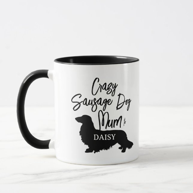 Cadeau personnalisé Fou Saucisse Chien Mum Thé Mug (Gauche)