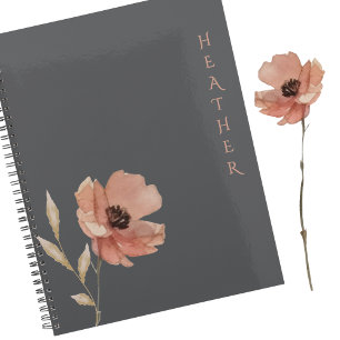 Cadeau personnalisé gris Boho Wildflower pour elle