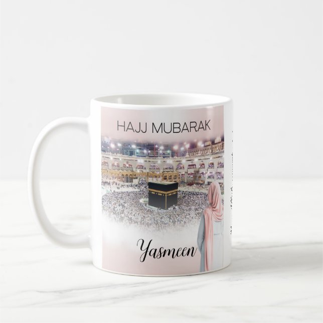 Cadeau Personnalisé Hajj Mubarak Café Mug Hajj (Gauche)