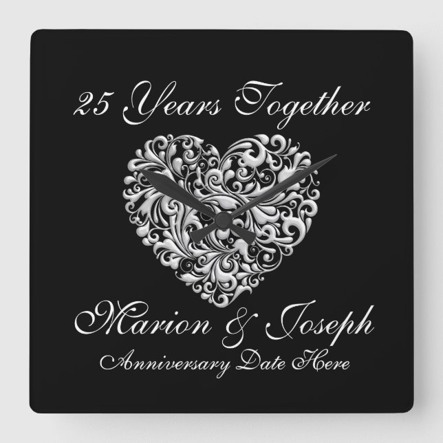 CADEAU PERSONNALISÉ HORLOGE 25E ANNIVERSAIRE D'ARG (Recto)