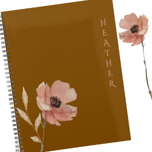 Cadeau personnalisé marron Boho Wildflower pour el