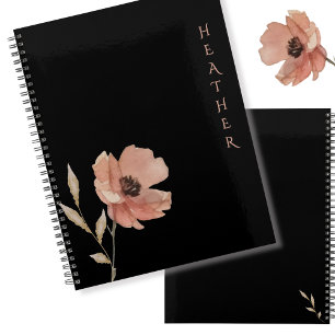 Cadeau personnalisé noir Boho Wildflower pour elle