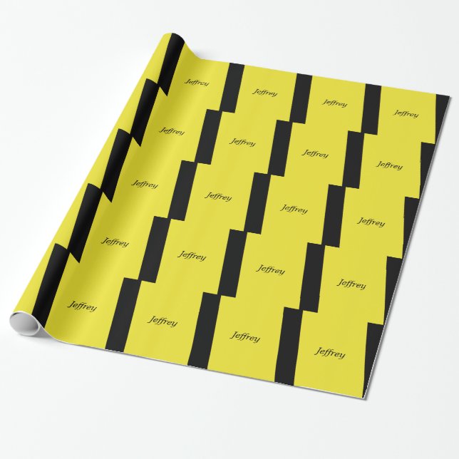 Cadeau Personnaliser de papier à enveloppement rayé jaune (Déroulé)