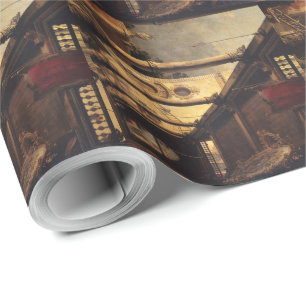 Cadeau Perspective avec un papier d'enveloppement portiqu