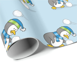 Cadeau Petit manchot obtenant une boule de neige papier d