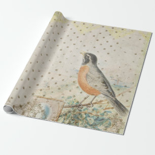 Cadeau Petit pain vintage de papier d'emballage d'oiseau