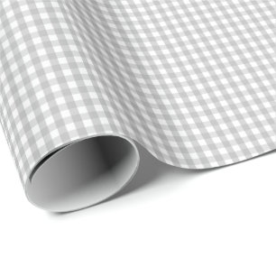 Cadeau Petit papier d'emballage de guingan gris et blanc