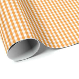 Cadeau Petit papier d'emballage de guingan orange et