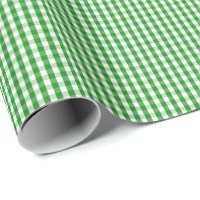 Petit papier d'emballage de guingan vert et blanc