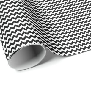 Cadeau Petit papier d'emballage noir et blanc de Chevron