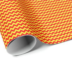 Cadeau Petit papier d'emballage rouge et jaune de Chevron