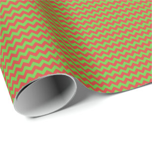 Cadeau Petit papier d'emballage rouge et vert de Chevron