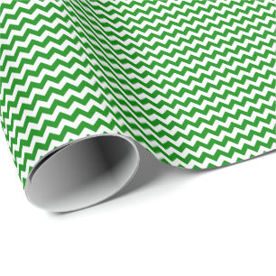 Cadeau Petit papier d'emballage vert et blanc de Chevron
