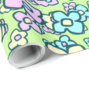 Cadeau Petits Fleurs Papier Emballage Art Populaire Joyeu