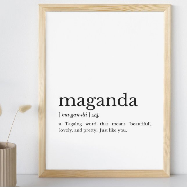 Cadeau Philippin Maganda Philippines Art Mural (#FilipinoWallArt
#TagalogWords
#MinimalistHomeDecor
#WordDefinitionArt
#GiftForHer
#FilipinaPride
)