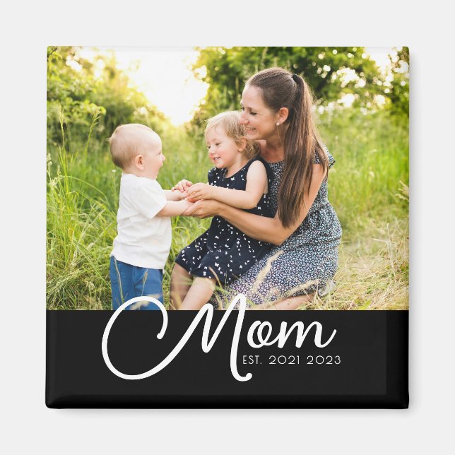 Cadeau Photo Magnet Aimanté Maman Établie (Devant)