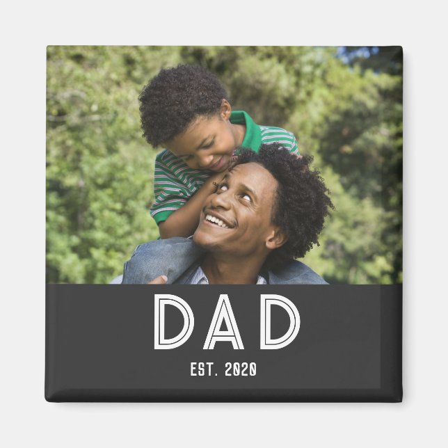 Cadeau Photo Papa Fête des Pères Aimant (Devant)