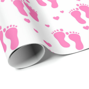 Cadeau Pieds roses motif papier d'emballage pour bébé