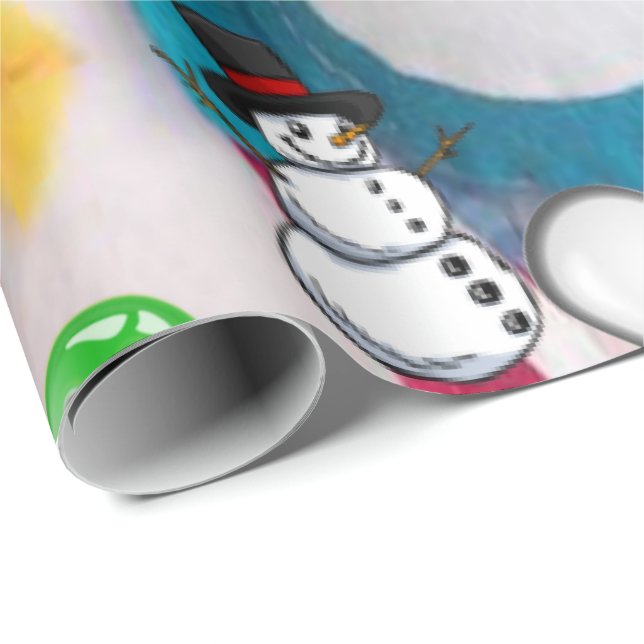 Cadeau Pingouin en papier d'enveloppement de Noël (Coin rond)