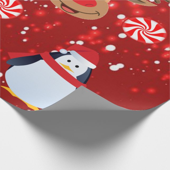 Cadeau Pingouin en papier d'enveloppement de Noël (Coin)