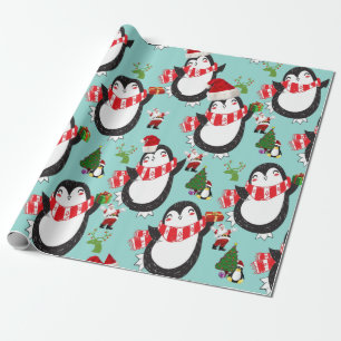 Cadeau Pingouin en papier d'enveloppement de Noël