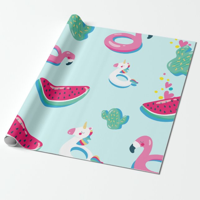 Cadeau Piscine d'été papier d'enveloppement d'anniversair (Déroulé)