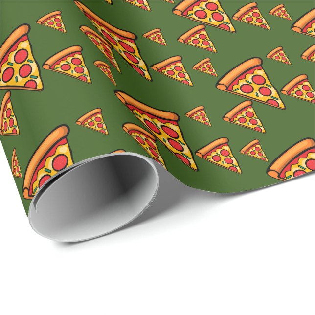 Cadeau Pizza Friday Design - Papier d'enveloppement mat (Coin rond)