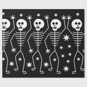 Cadeau PLAISIR HALLOWEEN SKELETONS enveloppant du papier 