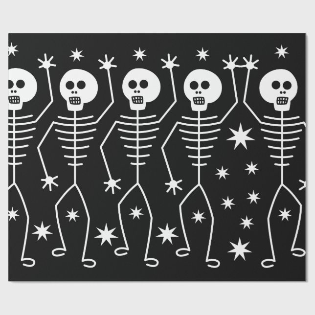 Cadeau PLAISIR HALLOWEEN SKELETONS enveloppant du papier  (Plat)