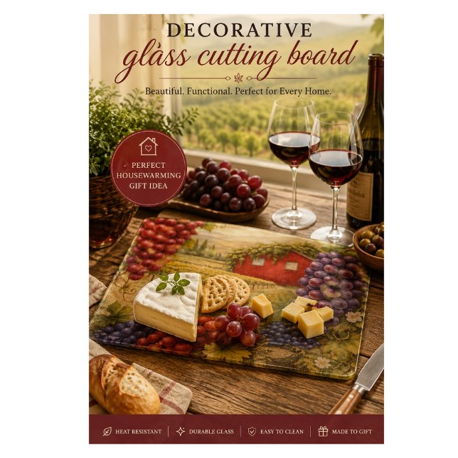 Cadeau Planche à Découper Raisins Vignoble Amateur (Wineyard cutting board for wine nights, shop the full matching collection)